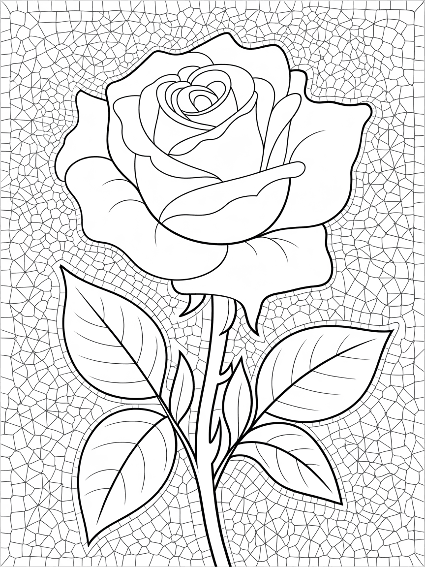 Mosaic style — a single blooming rose
