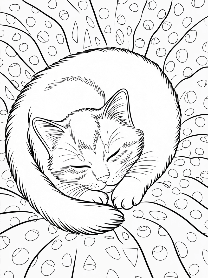 Stained Glass style — a curled sleeping cat